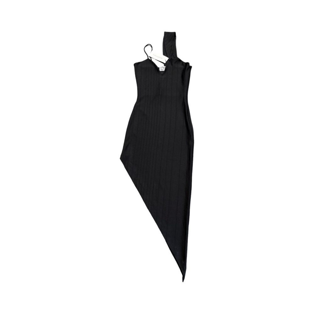 Edgy Cocktail Asymmetrical Black Dress - Picture 3 of 11